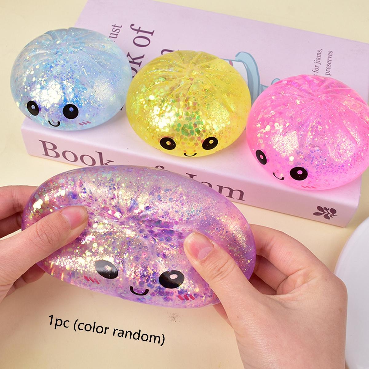 1pc Color Smiling Face Simulated Bun Pinching Music Cute Slow Rebound Food Play Maltose Bun Pullalale, Soft Touch Soothing Anxiety Creativity, Stress Relieving Toy, Perfect Holiday Party Gift, Classroom Rewards