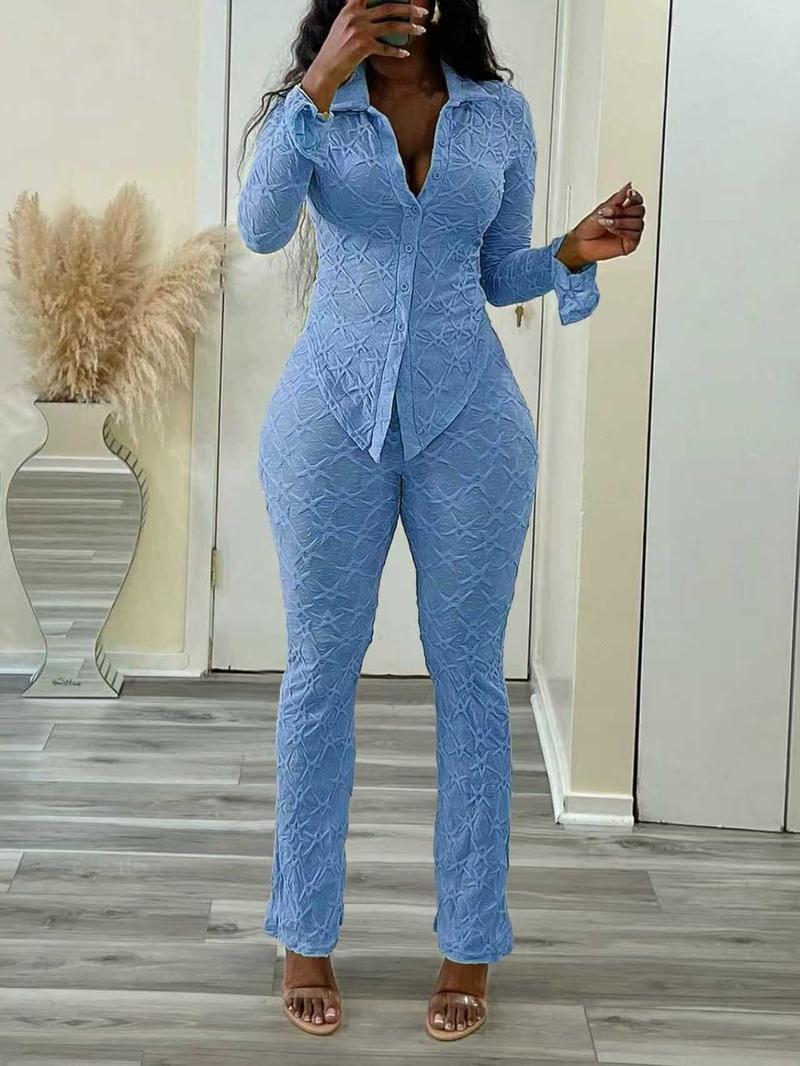 Sexy Knitted Long Sleeve Top & Tight Pants Set, Unique Fashionable for Parties, Casual Vacation Wear, Nightclub Style