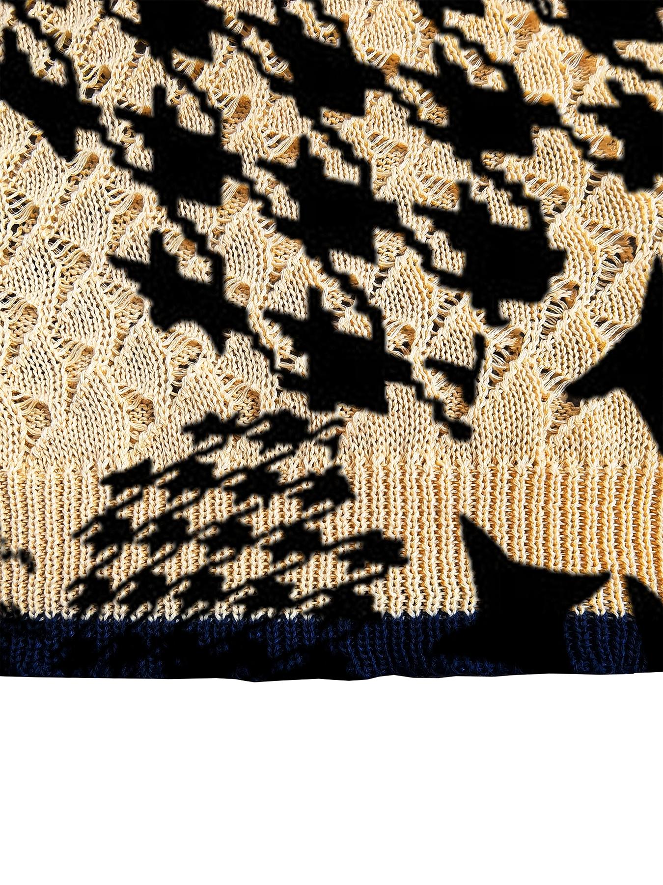 Women's Elegant Artistic Quilted Star Print Round Neck Sweater Vest, Casual Sleeveless Knit Top for Spring Summer Fall