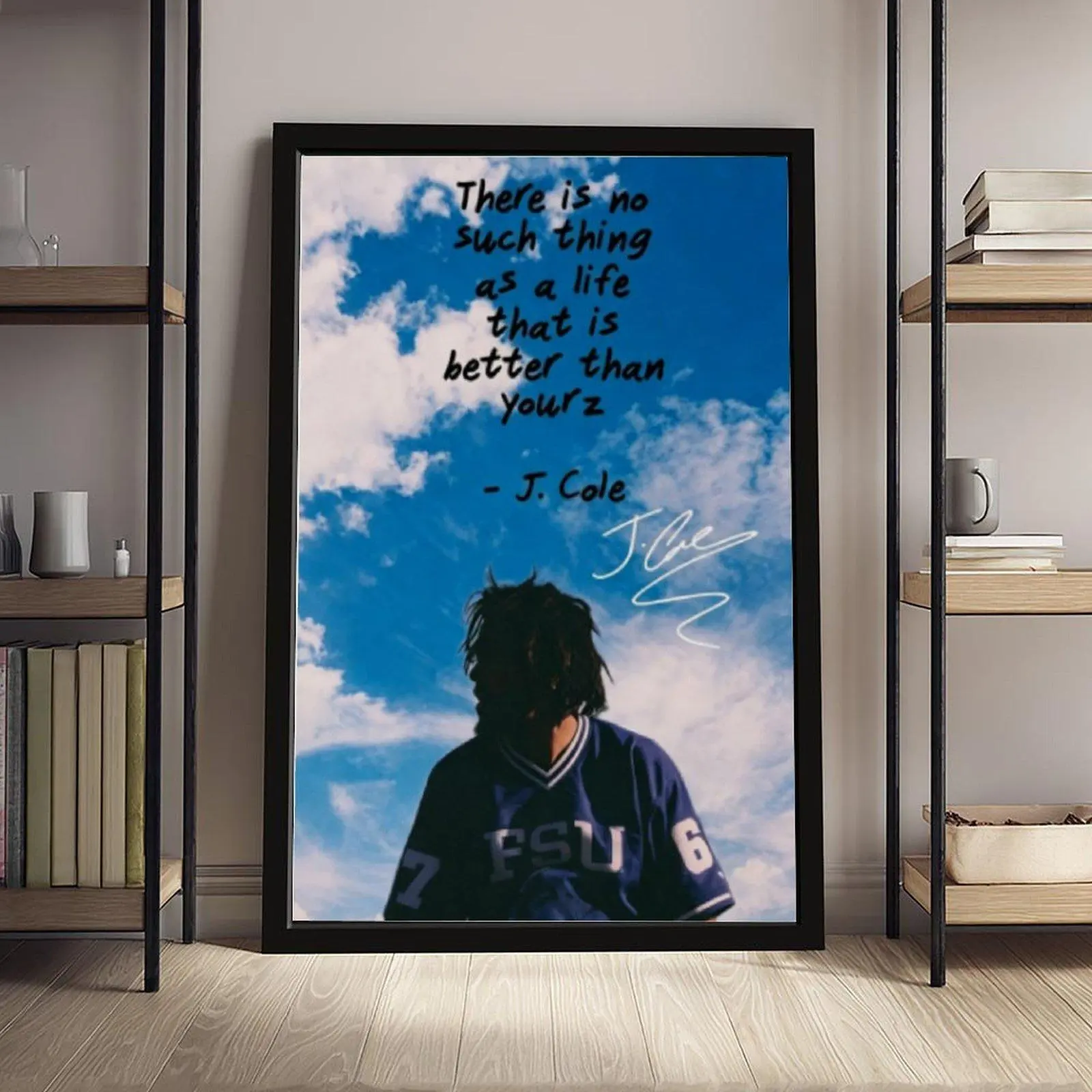 J.Cole Poster, Life Quote Print, Sky Cloud Portrait Photography Print, Hip Hop Rapper Signature Wall Art, Trendy Aesthetic Wall Decor, Teen Bedroom Decor, Rap Fans Living Room Home Wall Decor