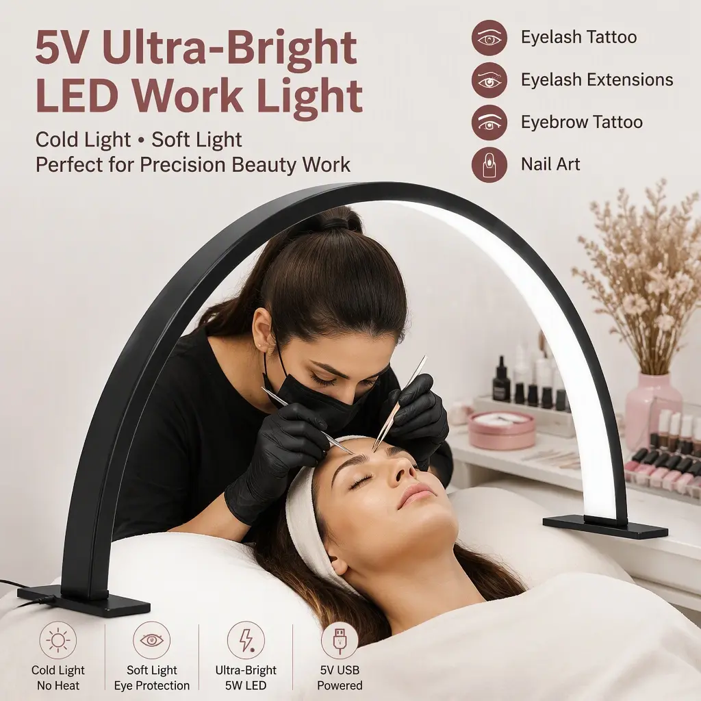 Ultra‑Bright 5V LED Work Light with Cold & Soft Lighting, Beauty Night Lamp for Lash Extensions, Eyebrow Tattoo, Eyelash Tattoo and Nail Art
