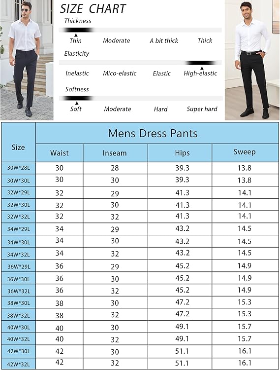 Alimens&Gentle Men's Stretch Dress Pants No Iron Golf Pants Expandable Waist Flat Front Business Casual Formal Pants