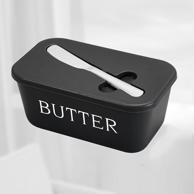 Sealed Butter Box with Lid, Stainless Steel Knife Included, Plastic Butter Tray Container for Counter & Fridge Door Organizer, Food Storage Containers