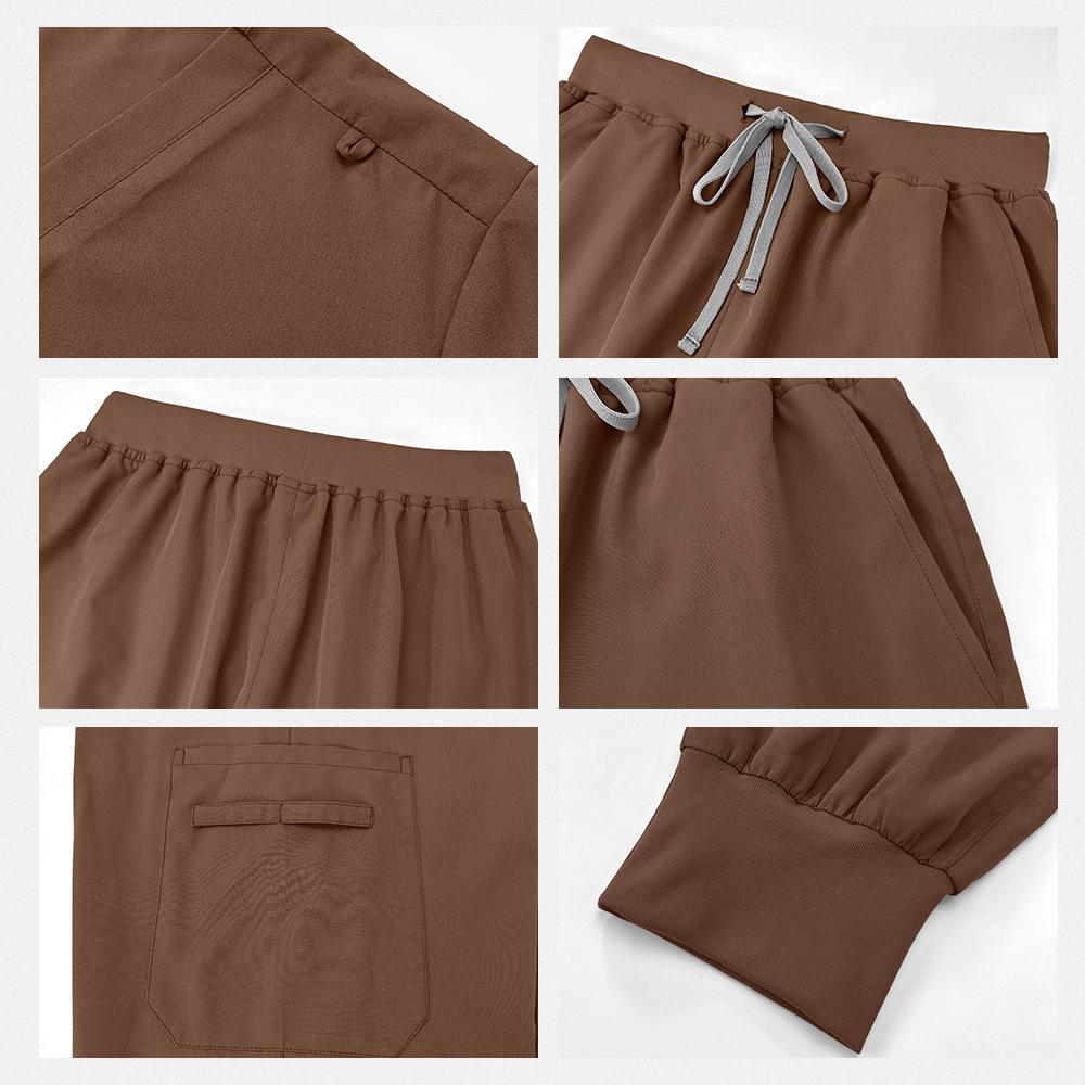 Summer Thin Solid Color Two-Piece Scrubs Workwear for Beauty Salons SPA Doctors Nurses and Staff Suitable for Beauty Care SPA Services Outpatient Duty Diagnosis Assistance and Other Scenarios Comfortable Breathable and Easy to Clean