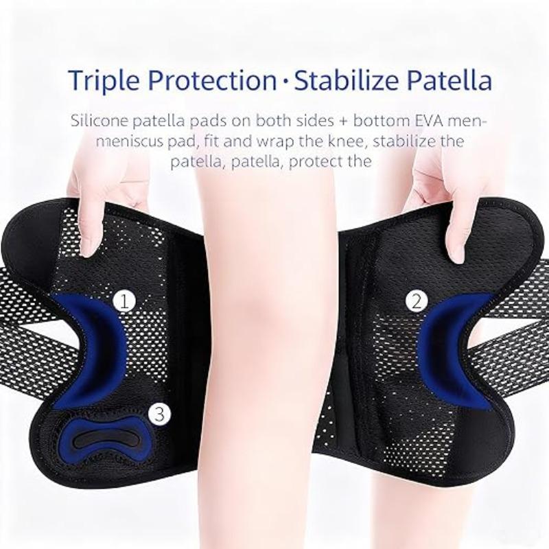 Plus Size Knee Compression Wrap Brace - Patellar Knee Brace - Breathable Adjustable with Side Stabilizers for Men & Women - Comfortable & Flexible Leg Supporter