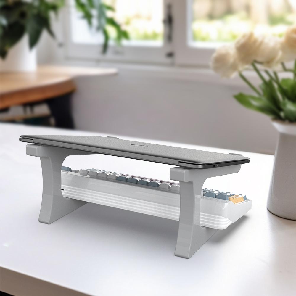 Multifunctional 3D Printed Keyboard Stand, Laptop Stand, Computer Stand, PC Stand, Dual Device Support for Study & Office, Adjustable Angle for Living Room Entertainment