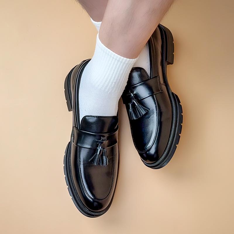 Men's Tassel Slip-On Loafers Comfort Wide Round Toe Non Slip Lug Sole Slip On Dress Shoes Business Office Casual Shoes Footwear Flat Flatform Formal Boy Slipon campingessentials,shoes for back to school,back to school shoes