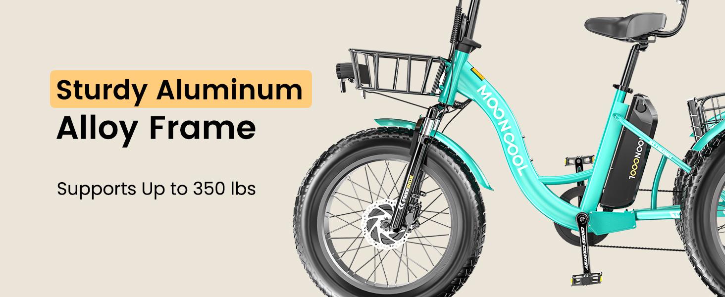 MOONCOOL Electric Tricycle for Adults, 20" x 4" Fat Tire Electric Trike, 48V 500W Motorized Electric Bicycle Bikes, 3 Wheels 7 Speed Ebike with Removable Battery, Aluminum Frame & Large Basket