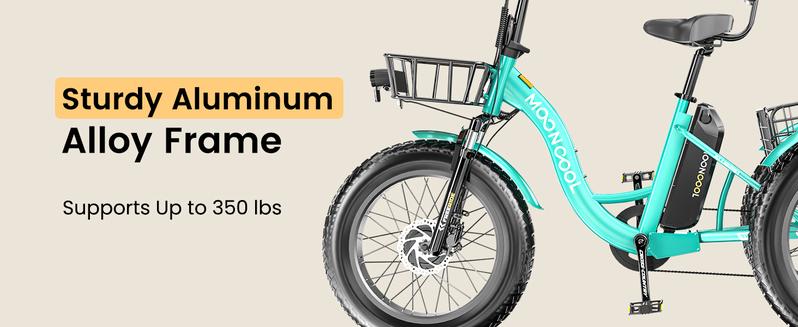 MOONCOOL Electric Tricycle for Adults, 20" x 4" Fat Tire Electric Trike, 48V 500W Motorized Electric Bicycle Bikes, 3 Wheels 7 Speed Ebike with Removable Battery, Aluminum Frame & Large Basket
