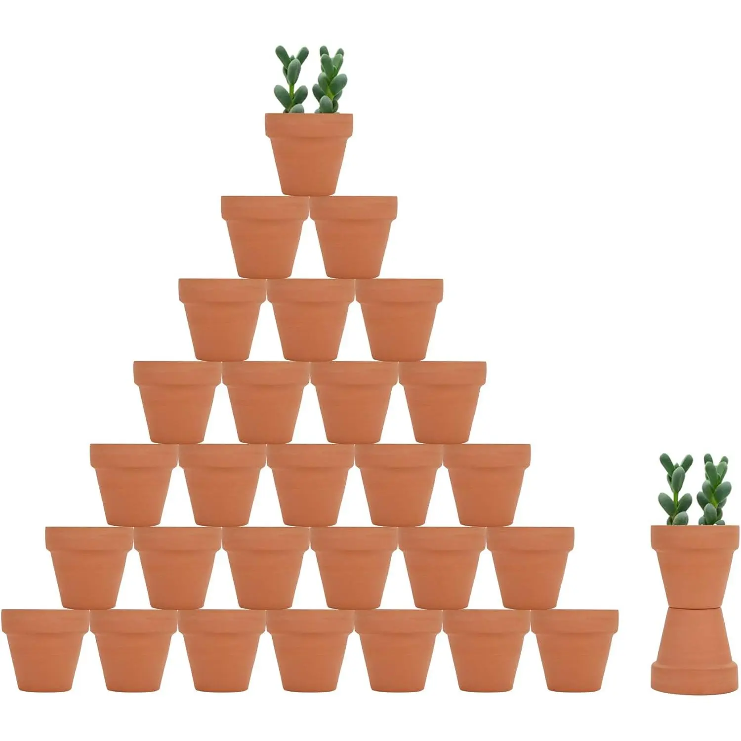 32 count Small Mini 2" Terracotta Pot Clay Ceramic Pottery Planter, Cactus Flower   Cotta Pots, with Drainage Hole, for Indoor/Outdoor Succulent , Crafts, Wedding Favor