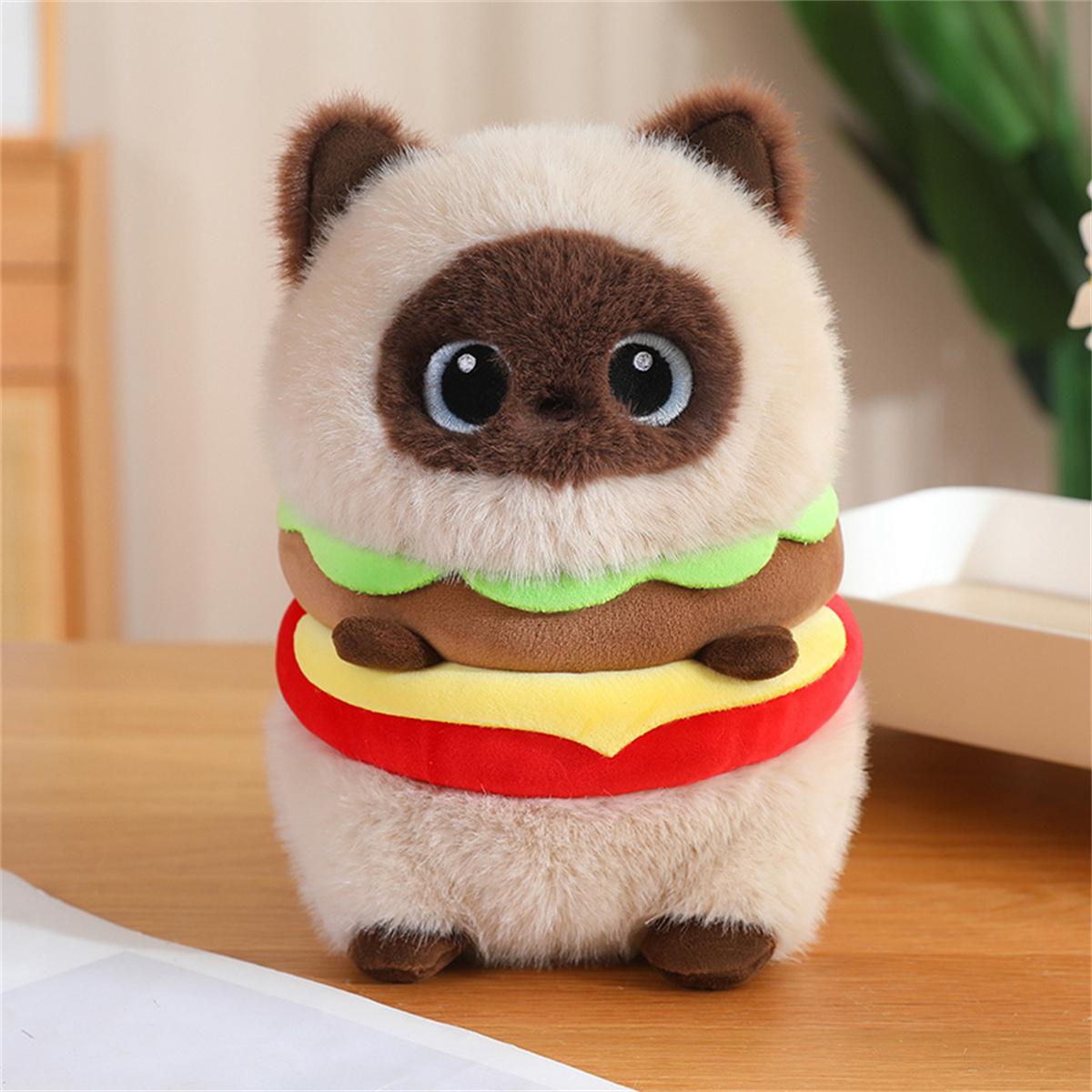 Hamburger Cat Plush Toy, Fun Home Decor, Birthday Gift, Mother's Day Gift, Christmas Gift, Unisex, Model Jsb20250101