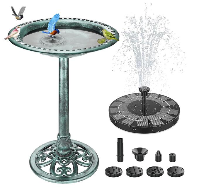 AISITIN Outdoor Garden Bird Bath Fountain,With a Solar Fountain,Weather Resistant Polyresin,For Outdoor Use in Settings Gardens,Patios,and Ponds