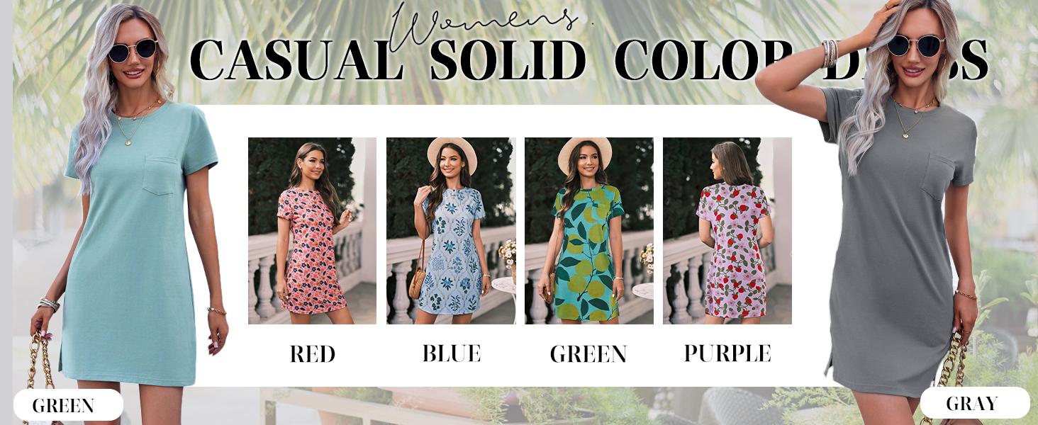 Imily Bela Women T Shirt Dress Summer Fashion Mini Dress Crew Neck Short Sleeve Dress Solid Color Casual Dress with Pocket Imily Bela Women T Shirt Dress Summer Fashion Mini Dress Crew Neck Short Sleeve Dress Solid Color Casual Dress with Pocket