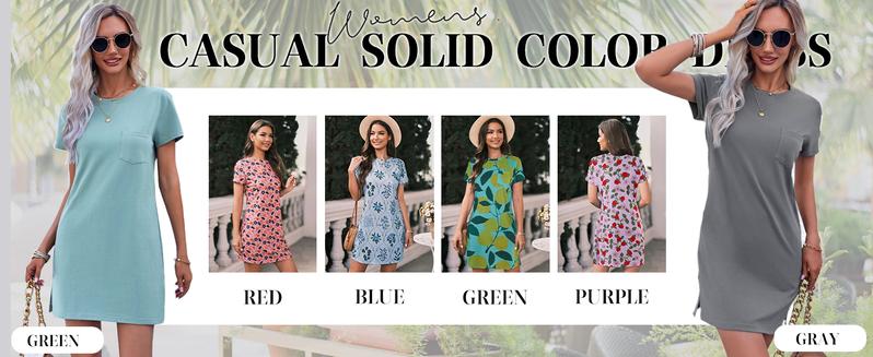 Imily Bela Women T Shirt Dress Summer Fashion Mini Dress Crew Neck Short Sleeve Dress Solid Color Casual Dress with Pocket Imily Bela Women T Shirt Dress Summer Fashion Mini Dress Crew Neck Short Sleeve Dress Solid Color Casual Dress with Pocket