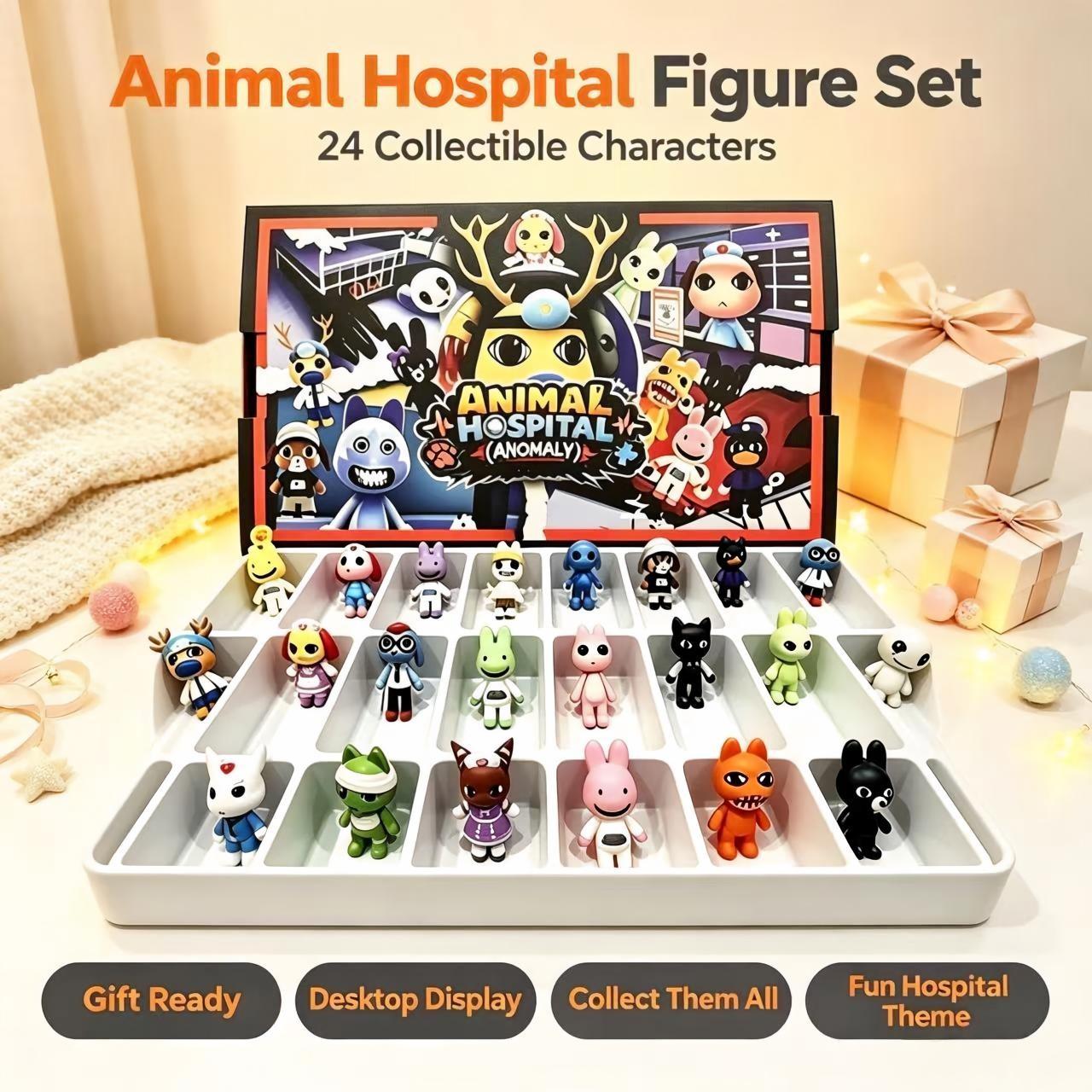 24-Piece Pet Hospital Figurine Set, Plastic Figurines, Office Shelf Decor, Halloween Desk Decoration, Non-Plated Precious Metal, Model Display Ornament