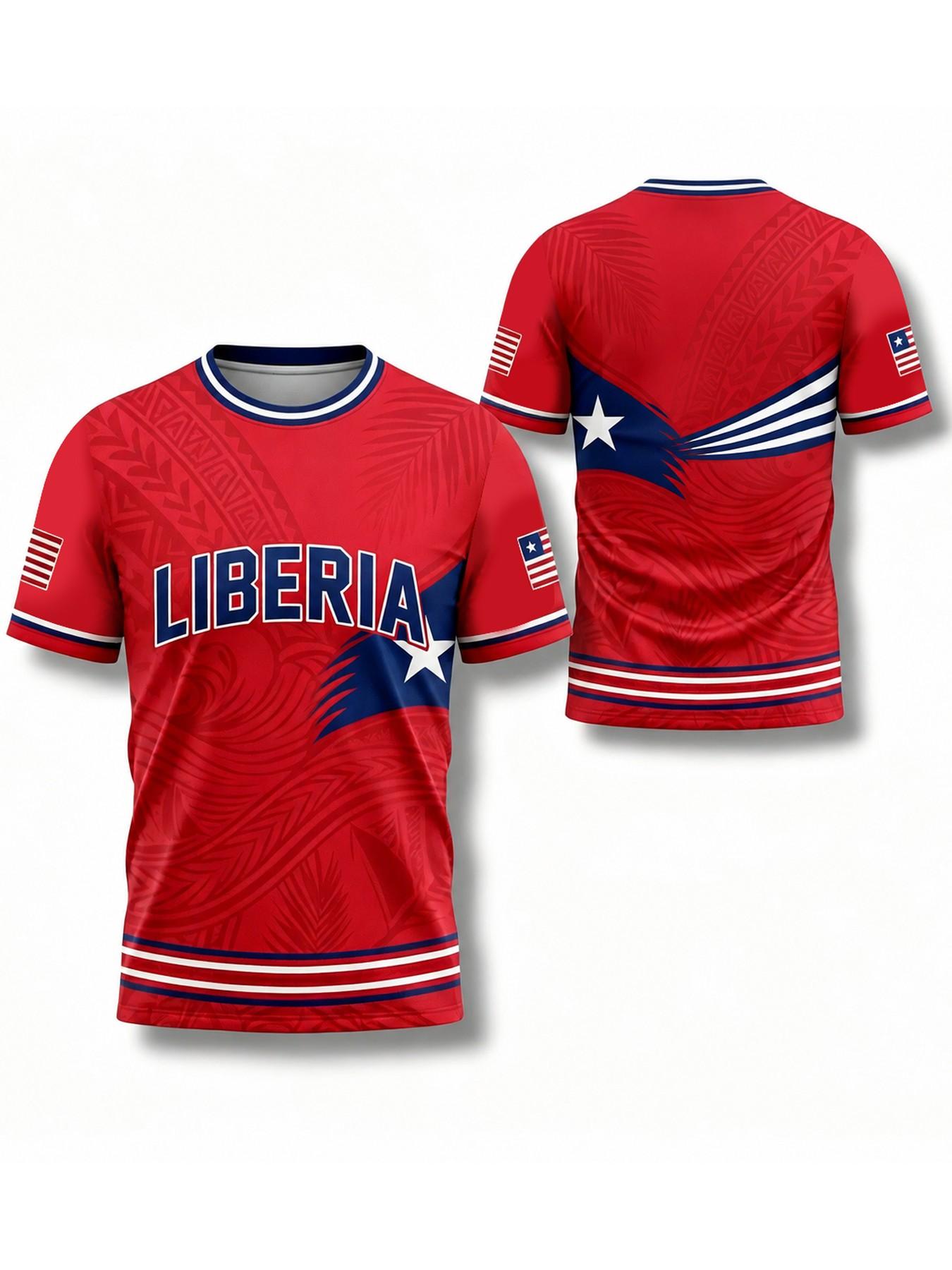 Liberia Football Jersey, Slim-Fit Breathable Soccer Training Top, Lightweight Sporty T-Shirt, Great Fan Gift, Soccer Jerseys, Sports Tops, All Seasons