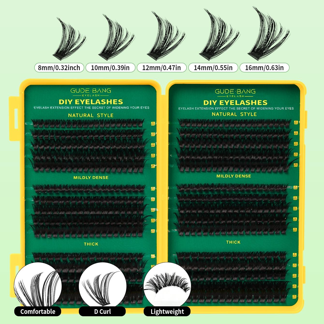 540pcs Lash Extension Kit with Glue, Tweezers, Remover, Eyelash Extensions, D Curl Mixed 8-16mm, 60D+80D+100D, Home Use, Beginner Friendly Eyelashes