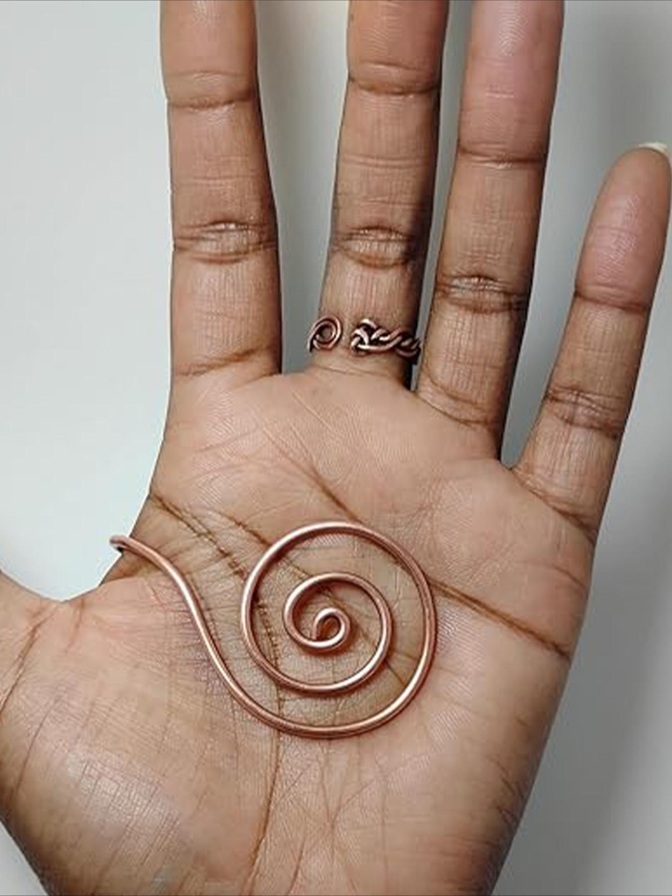 Handcrafted  Spiral Chakra Balancing Ring - Meditation and Energy Jewelry, Stackable, Suitable for Both Women and Men. Chakra Activation, Aura Purification, for Yoga and Work, Spiritual Gift (adjustable Size, Nine Fixed Sizes)