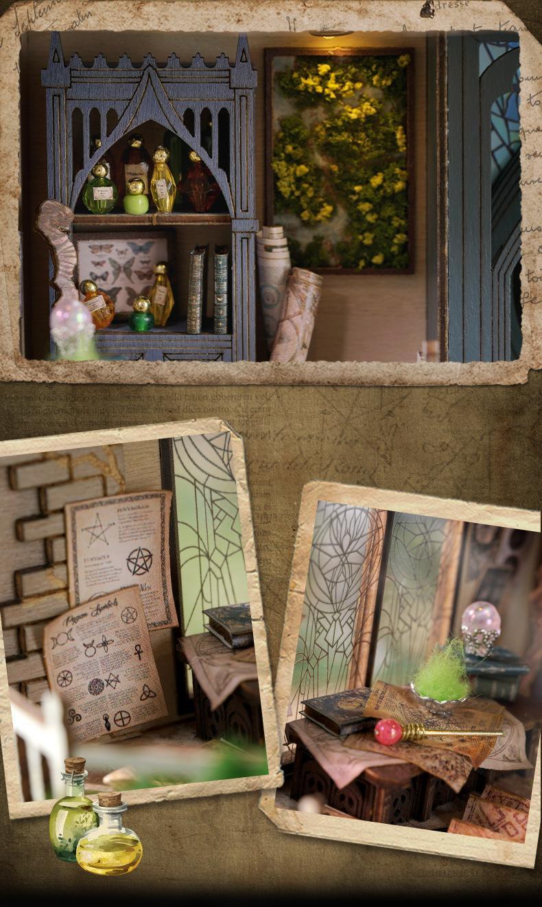 CUTEBEE DIY Decoration with LED Lights Creative Christmas Holiday Gifts for Adults Wooden House Kit Stem Building Block Magnetic Tiles