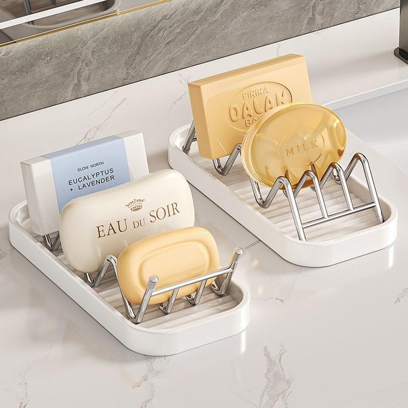 1PC Stainless Steel Soap Dish, Creative Drainage Bathroom Organizer, Home Use Soap Holder, Stylish Soap Rack for Shower & Toilet