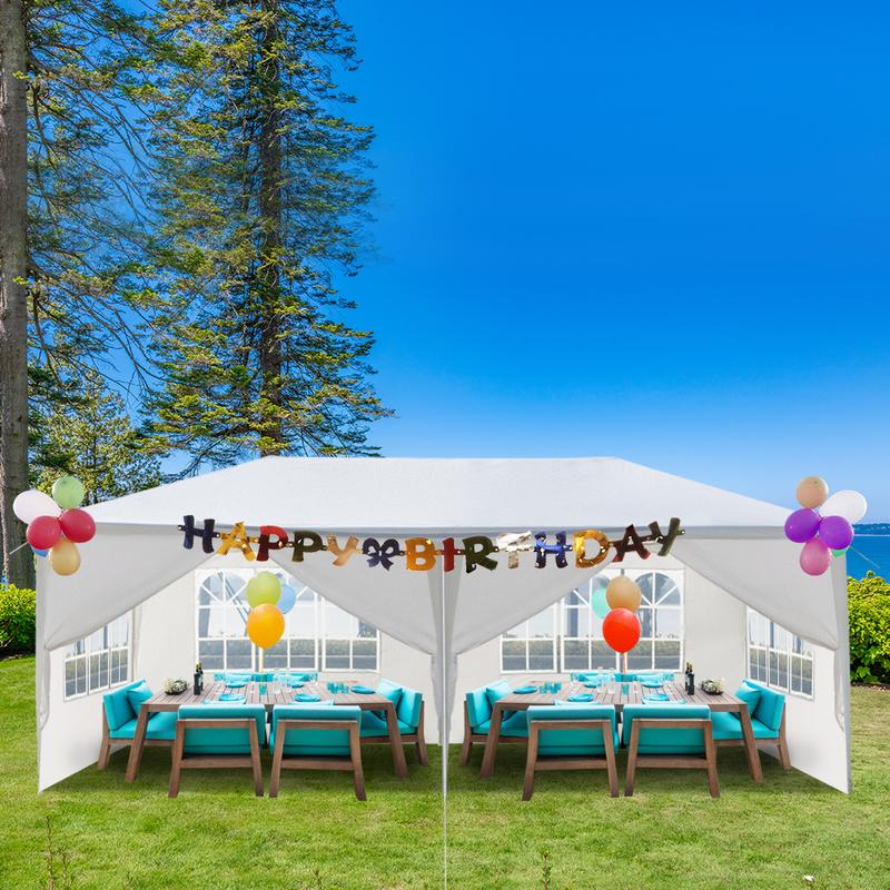 10' x 10'/20'/30' Outdoor White Waterproof Gazebo Canopy Tent with Removable Sidewalls for Party Wedding Events Beach BBQ