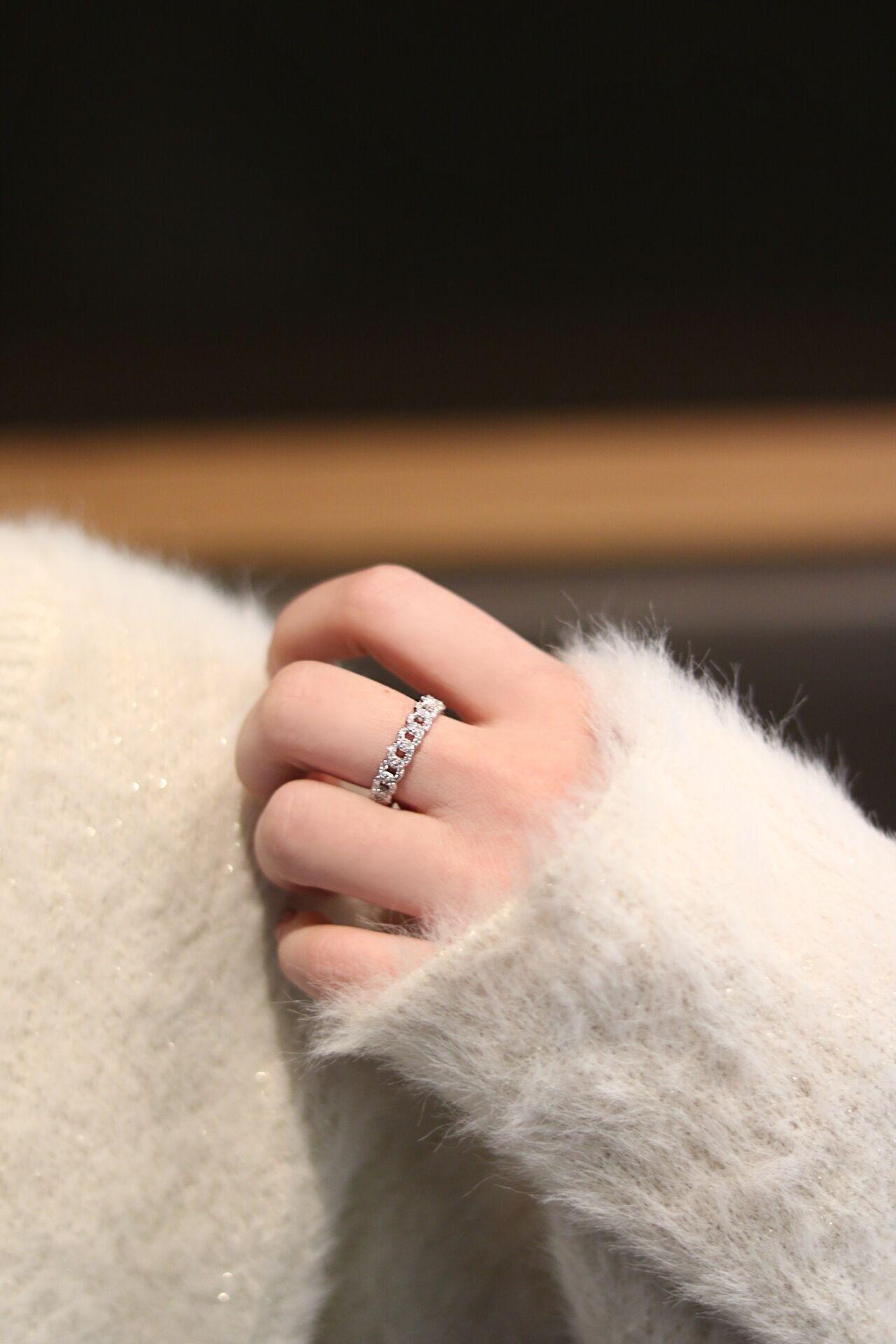 【#288 Cuban Band】Full Synthetic Moissanite Link Chain Ring Band in 925 Sterling Silver 【#288 Cuban Band】Full Synthetic Moissanite Link Chain Ring Band in 925 Sterling Silver