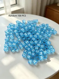 100 Acrylic Square Letter Beads, Blue Base Letters, 6x6mm, DIY Jewelry Making, Bracelet, Earring, Necklace Accessories