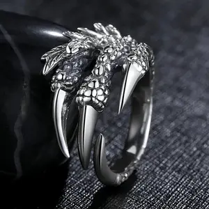 Vintage Rings, Domineering Male Personality, Open Dragon Claw Rings, Eagle Claws