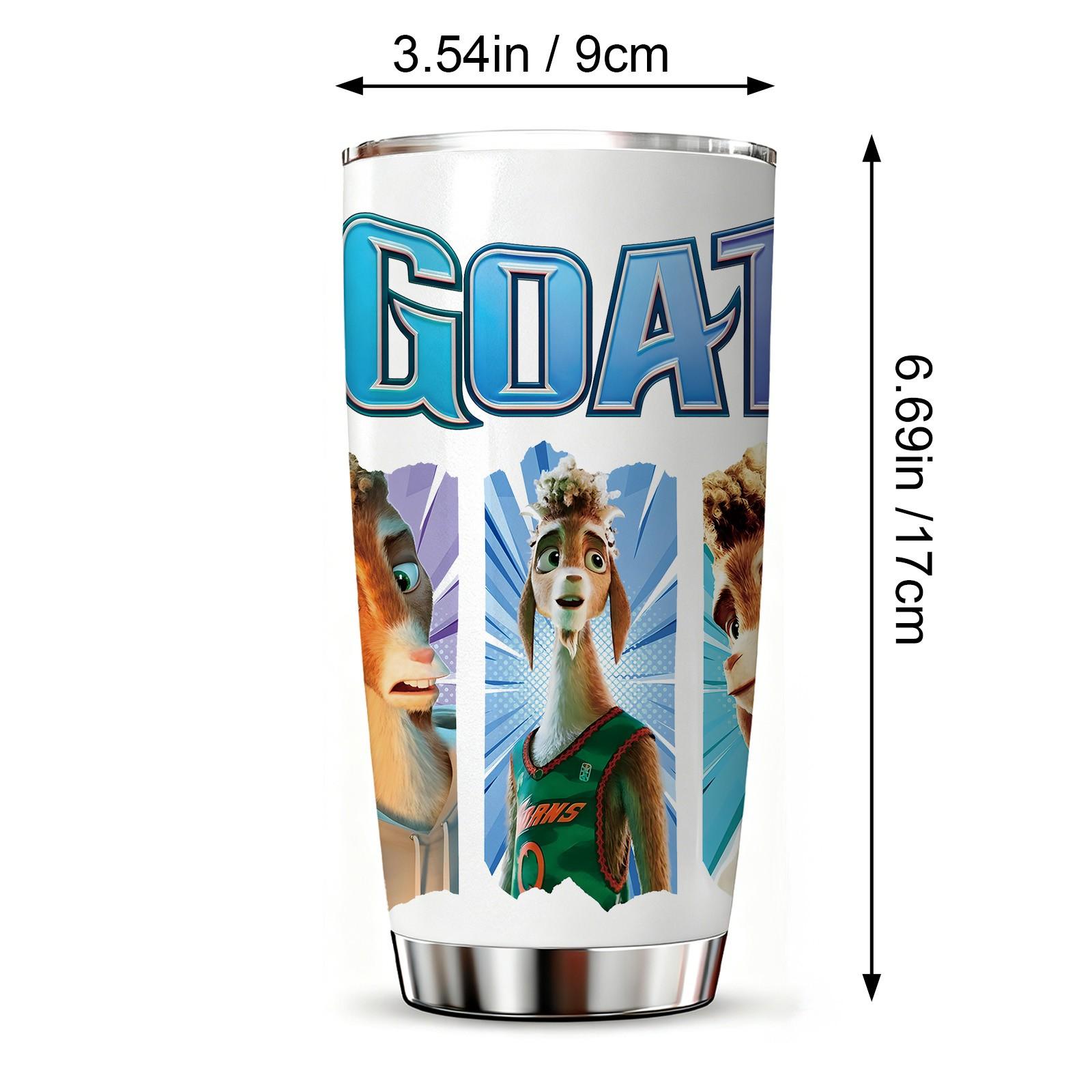 Auracup 1 Pc Insulated Mug, Tumbler with Movie Style Goat Basketball Pattern, 20oz Double Wall Vacuum Stainless Steel Design, Keeps Drinks Hot for 12 Hours and Cold for 24 Hours, Leak Proof Lid, Cinematic Sport Theme with Celebration Party Vibe, Durable
