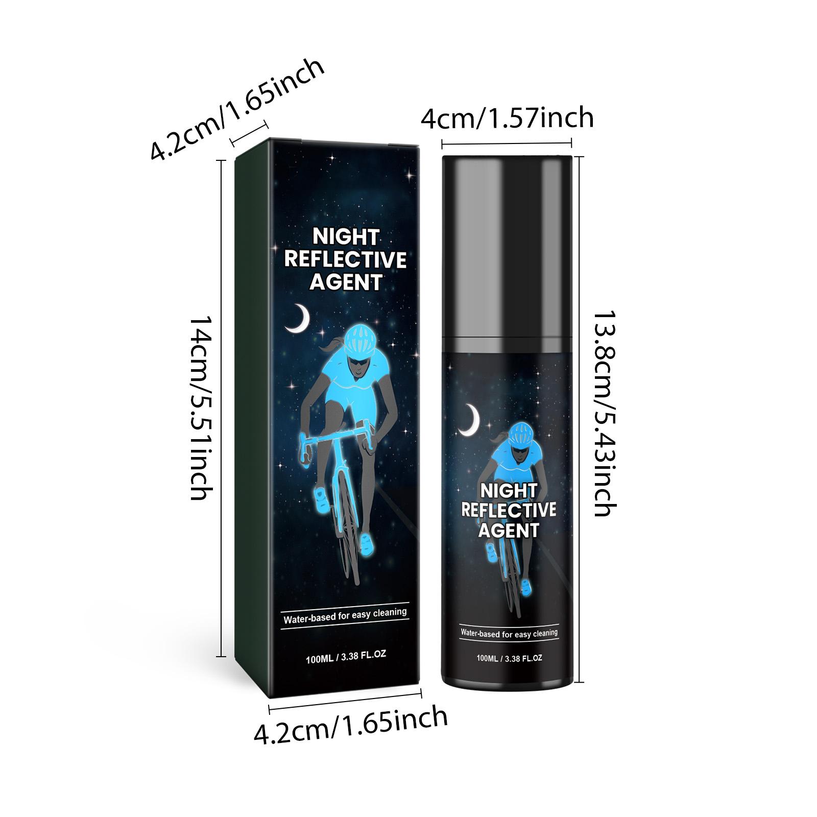 Night Reflective Spray Bottle - Environmental Fluorescent Glow-In-Dark Coating for Bicycle Gear, Car Exterior Accessories; Clean First Before Application