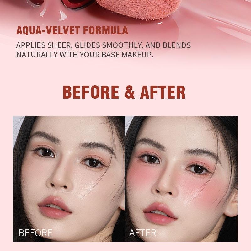 Creamy blendable water-glow Korean style blush stick, ultra-smooth liquid blush, naturally brightens skin tone, silky and soft texture, pure and seductive dewy skin
