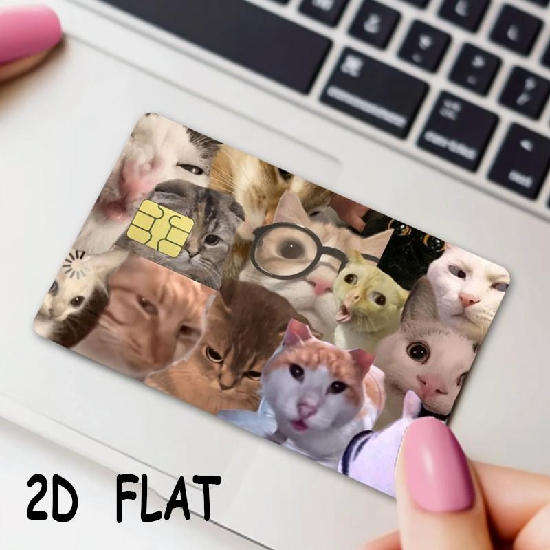 2-Pack Cat Pattern Credit Card Stickers, Ultra-Thin Waterproof Scratch-Resistant, Personalized Bank Card Decorative Stickers, Durable Waterproof Stickers