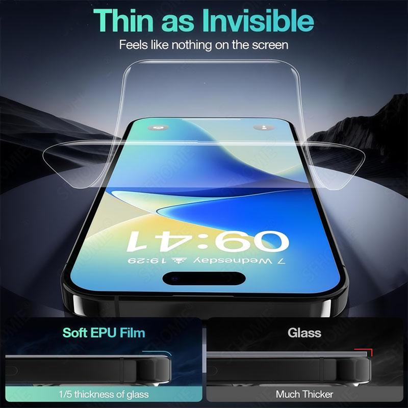3 PCSScreen Protector Suitable For IPhone 17 Air 17 Pro 17 Pro Max,Suitable For IPhone 16e 16 16 Plus 16 PRO 16 PRO MAX 15 15 Plus 15 PRO 15 PRO MAX 14 14 Plus 14 PRO 14 PRO MAX Hydrogel Film Auto Repair Anti-Scratch Fingerprint Resistant Touch Sensitive