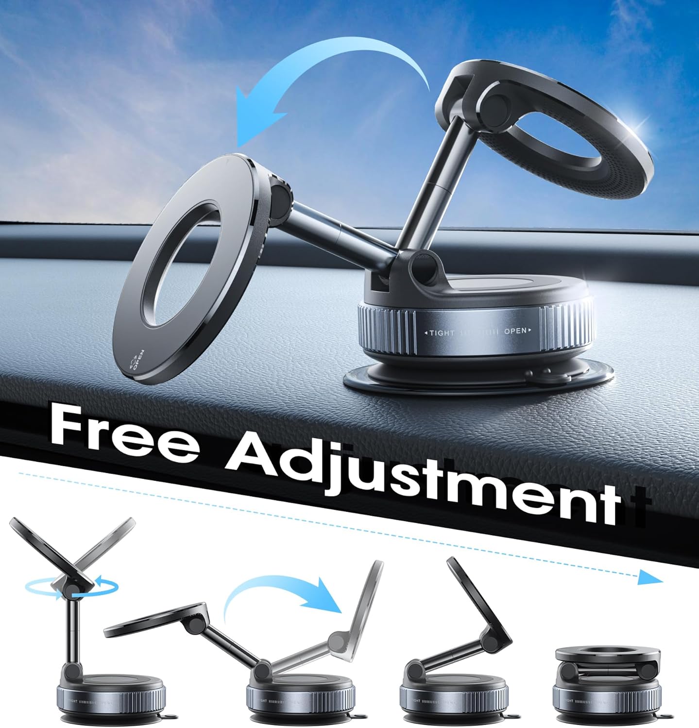 1PC Upgrade Vacuum Magnetic Car Phone Holder, 360° Enhanced Super Suction, Magsafe Compatible, for Car/gym/mirror, iPhone & Android