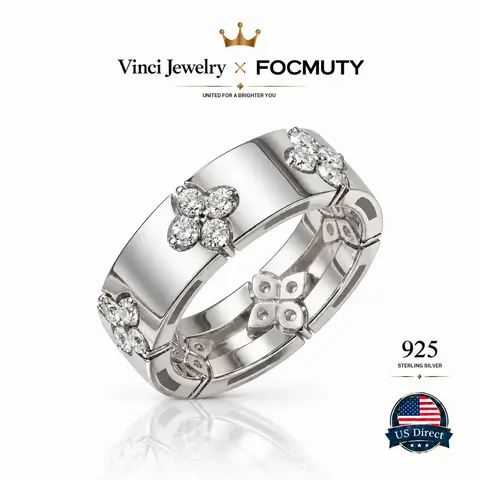FOCMUTY 925 Elegant Flower Ring with Hollow Floral Design, Hypoallergenic Sterling Silver and 5A Cubic Zirconia Jewelry for Women, Couple Ring, Wedding & Engagement Ring, Ideal Gift for Her, Valentine's Day, Birthday, Mom's Gift Statement Ring