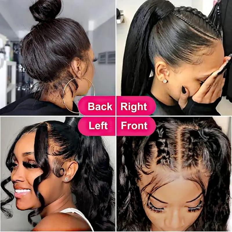 NEW IN 360 Full Lace Frontal Human Hair Wigs 30 32 Inch For Women Brazilian Body Wave Transparent Lace Front Pre Plucked Ponytail Hairstyle Bala Mat Scrunchie Natural Black Beaded