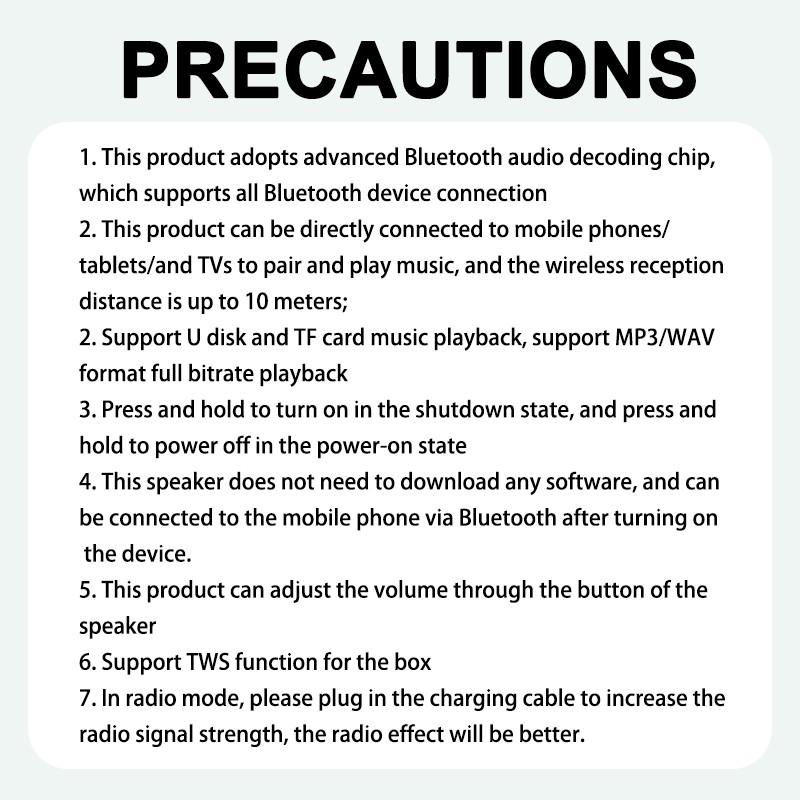 TG192 is a medium-sized music player that supports USB/TF/FM radio music playback. With TWS stereo sound, it can connect to various devices such as mobile phones, tablets, and TVs. It's perfect for carrying around, camping, and use at gatherings.
