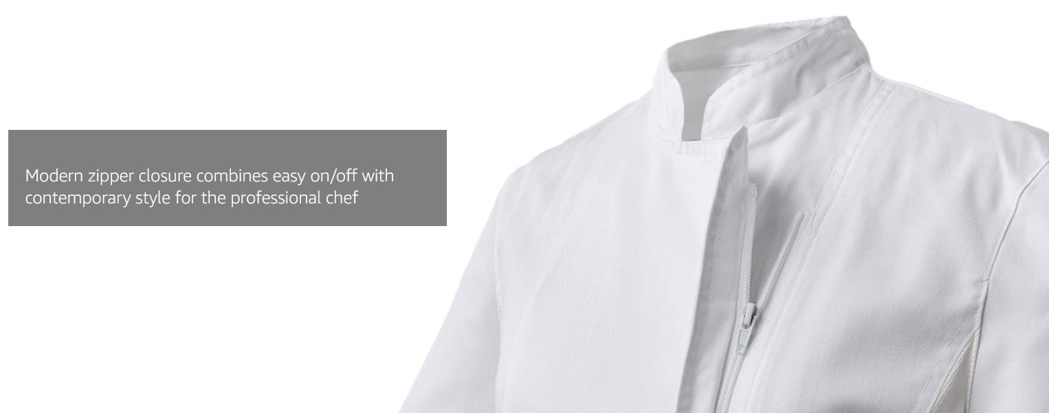 Women's Chef Coat Side Mesh Vent Zipper Chef Jacket