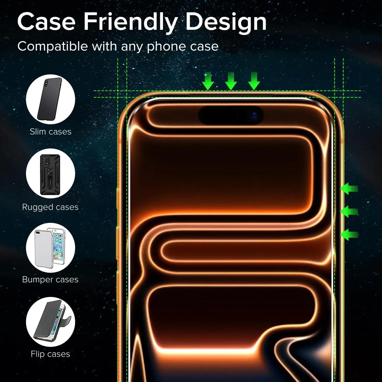 2 Pcs HD Tempered Glass Screen Protector Compatible With IPhone 17 Pro Max 17Pro 17 Air 16/16 Plus/16 Pro/16 Pro Max/15/14/13/12/11/X/XR/XSMAX, Scratch -Fingerprint, Case Friendly, Full Coverage, Bubble Free