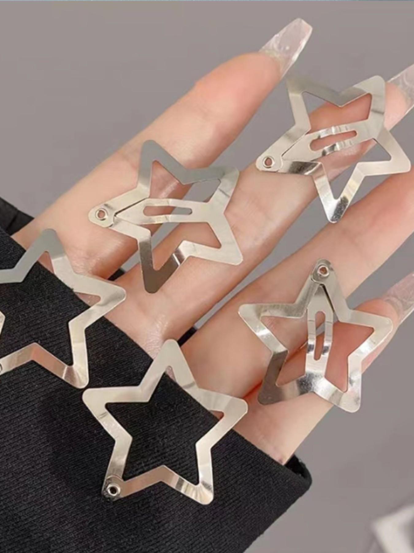 10 Pcs Women's Star Bb Clips, Fashionable Simple Shiny Design Hair Accessories, Versatile for Daily Use, Office, Dates, Parties