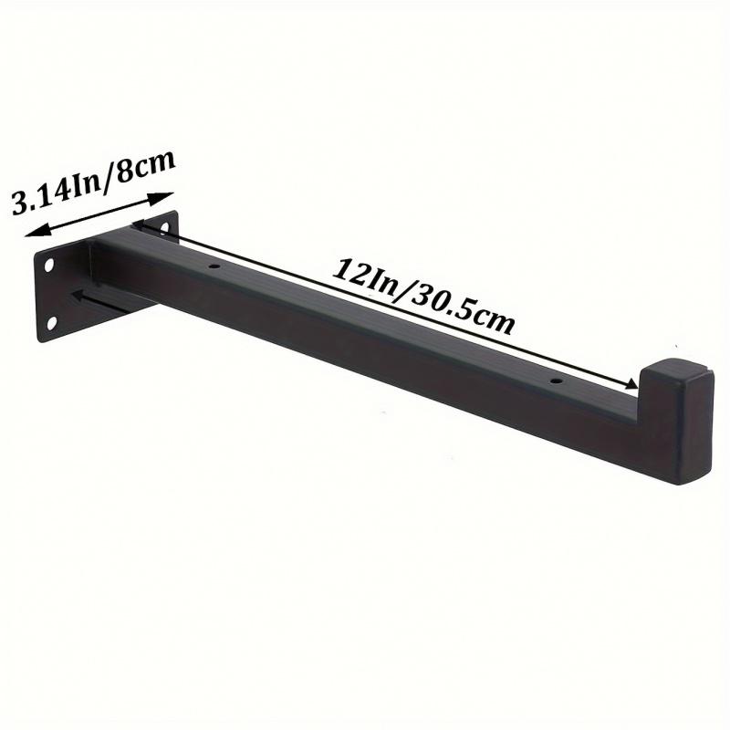 1PC  Floating Shelf Brackets, Heavy-Duty Industrial Shelf Brackets, Black Metal Shelf Brackets, Wall Mounted Brackets, Multi-Functional Shelf Accessories