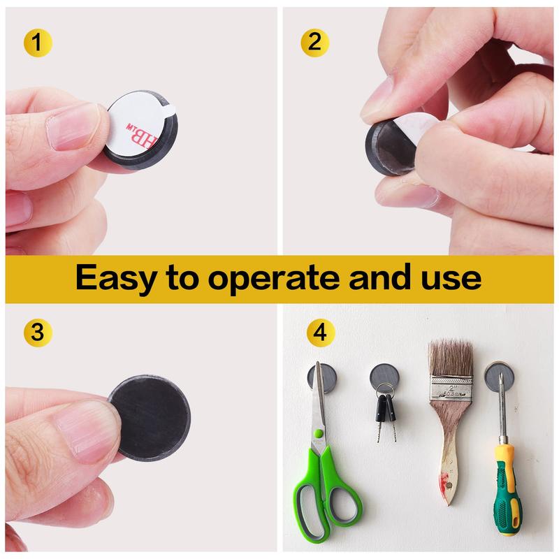 90Pcs Strong Magnets for Crafts with Adhesive Backing,Ceramic Magnets Small Round Circle Magnets for Refrigerator, Craft Hobbies, Science Projects & School Notice Boards (Black,0.7 * 0.12inch) Decor Kitchen Wall Photo Diy