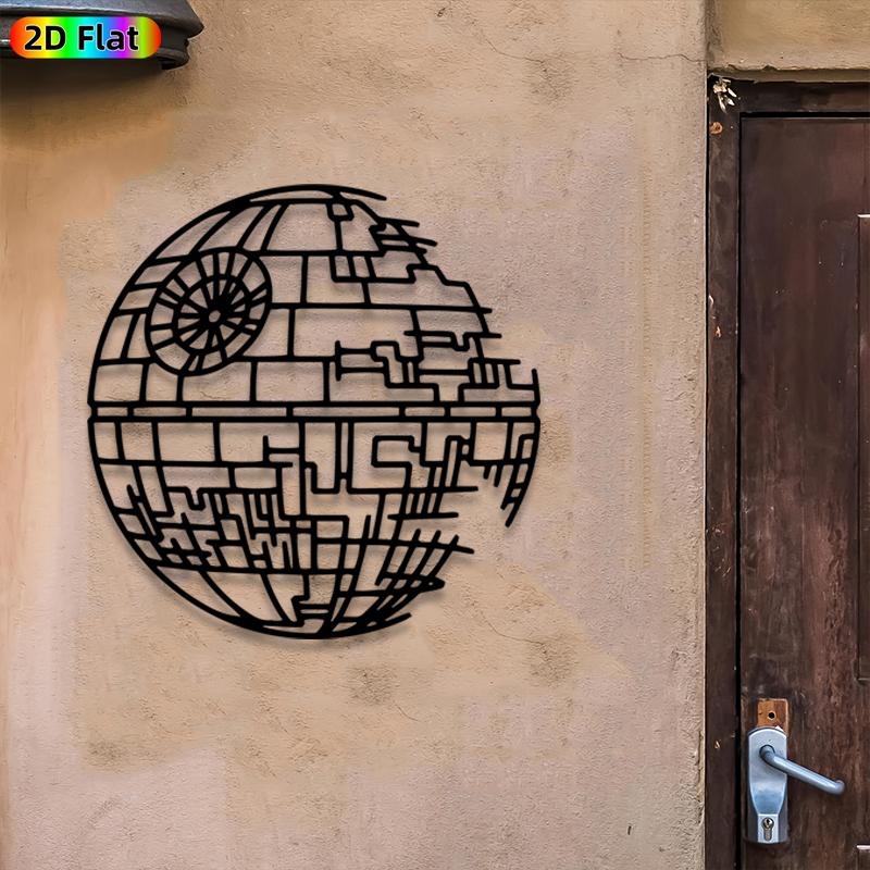 1pc Death Star Metal Wall Art, Artistic, Iconic Death Star Statue Mural, Gift for New Year, Christmas, Star Wars Enthusiasts, Weather-Resistant Metal Wall Decor Wall Sculptures, Perfect for Home Wall & Garden Fence, Sci-Fi Decor