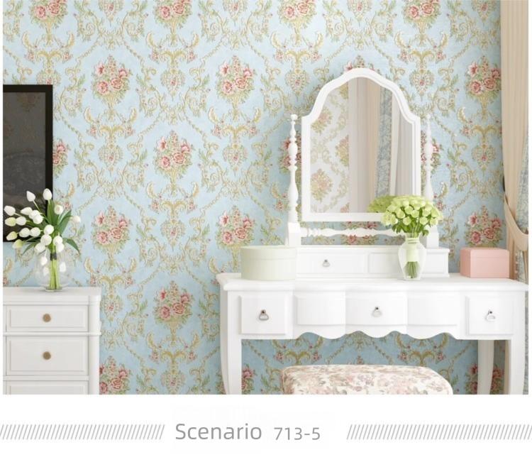 Self-Adhesive Non-Woven Fabric Wall Paper Roll, 3D Floral Design for Living Room Bedroom Background Decor, Home Decoration Sticker