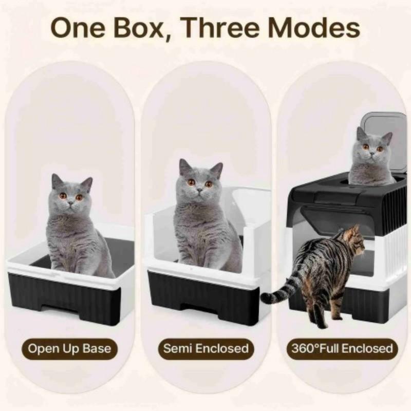 Oversized Cat Litter Box with Enclosure, Anti-Odor & Easy Clean Kitty Potty, Spacious Pet Litter Tray for All Breeds