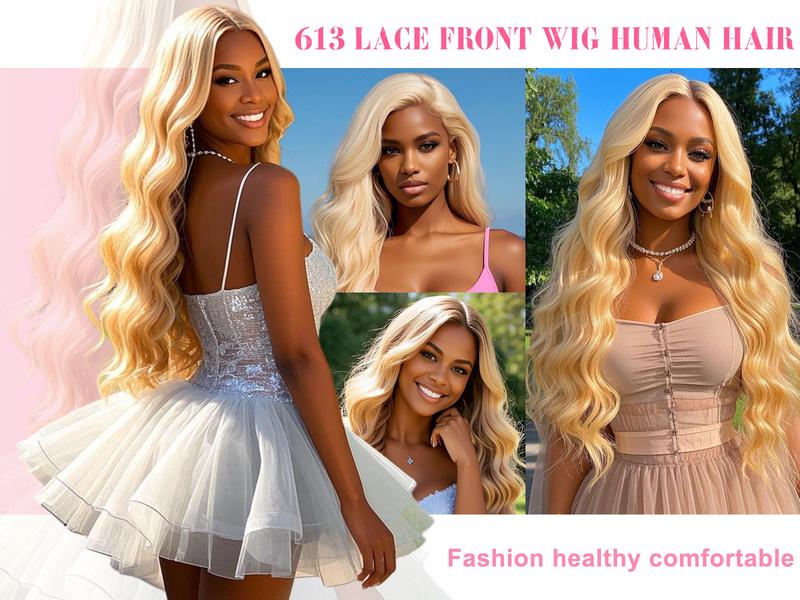 36 Inch Blonde Wig Human Hair 200% Density 613 13x4 Lace Front Wig Human Hair Body Wave HD Blonde Lace Frontal Wig Pre Plucked 613 Lace Front Wig Human Hair
