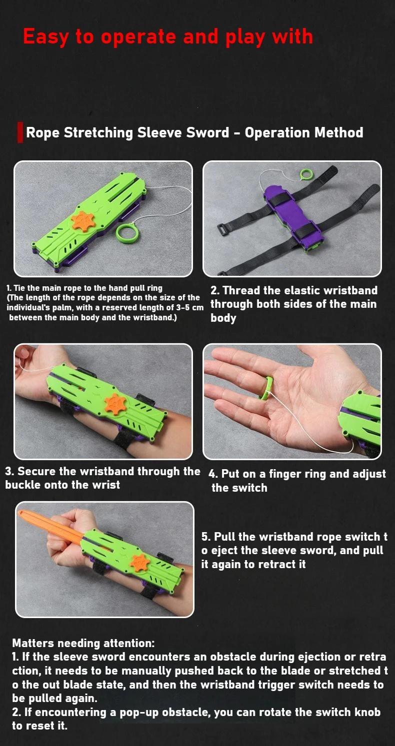 Unisex Plastic Parent-Child Interactive Telescopic Sword Fidget Toy, 8-10 Years Stretching Eject-Retract Multi-Player Battle Game Set, 3D Decompression Stress Relief Toy