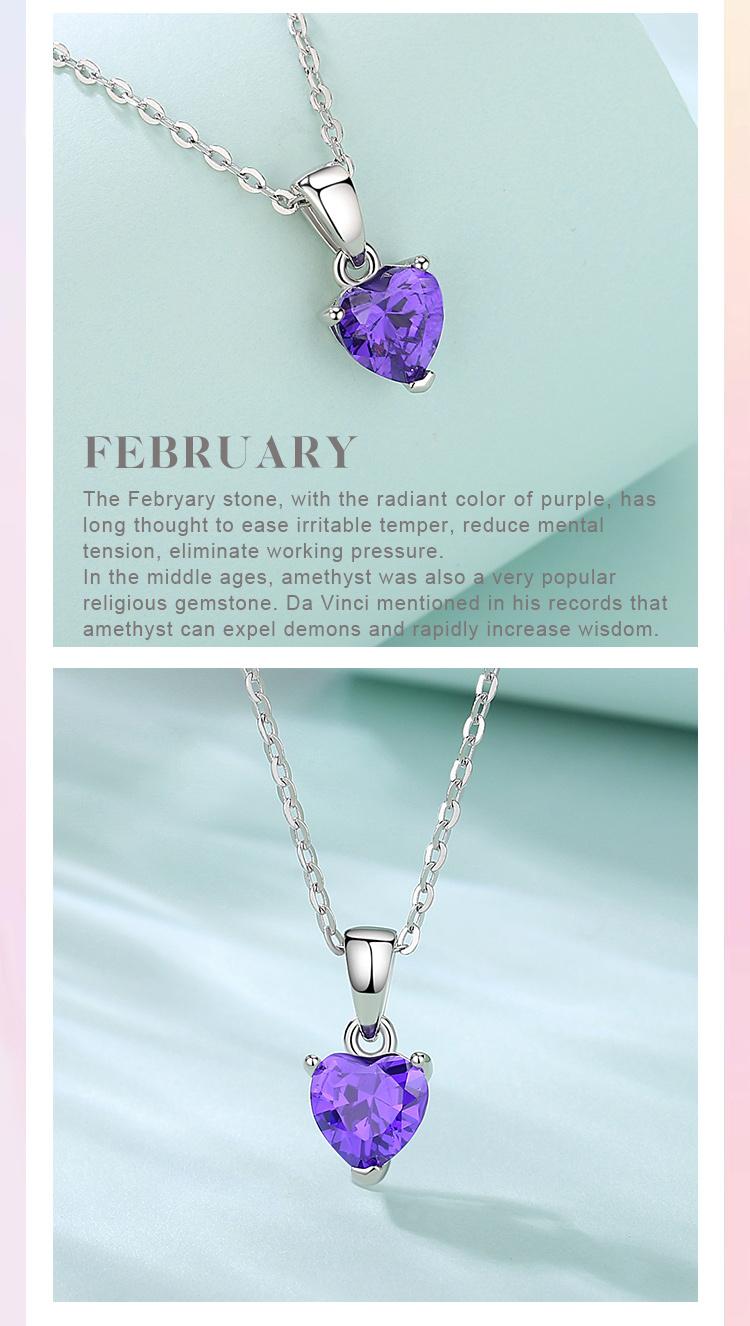 Cute Heart Birthstone Necklace for Women, Hypoallergenic Dainty Pendant for Her, Handmade Jewelry Gift for Girlfriend & Ladies With 18'' Chain