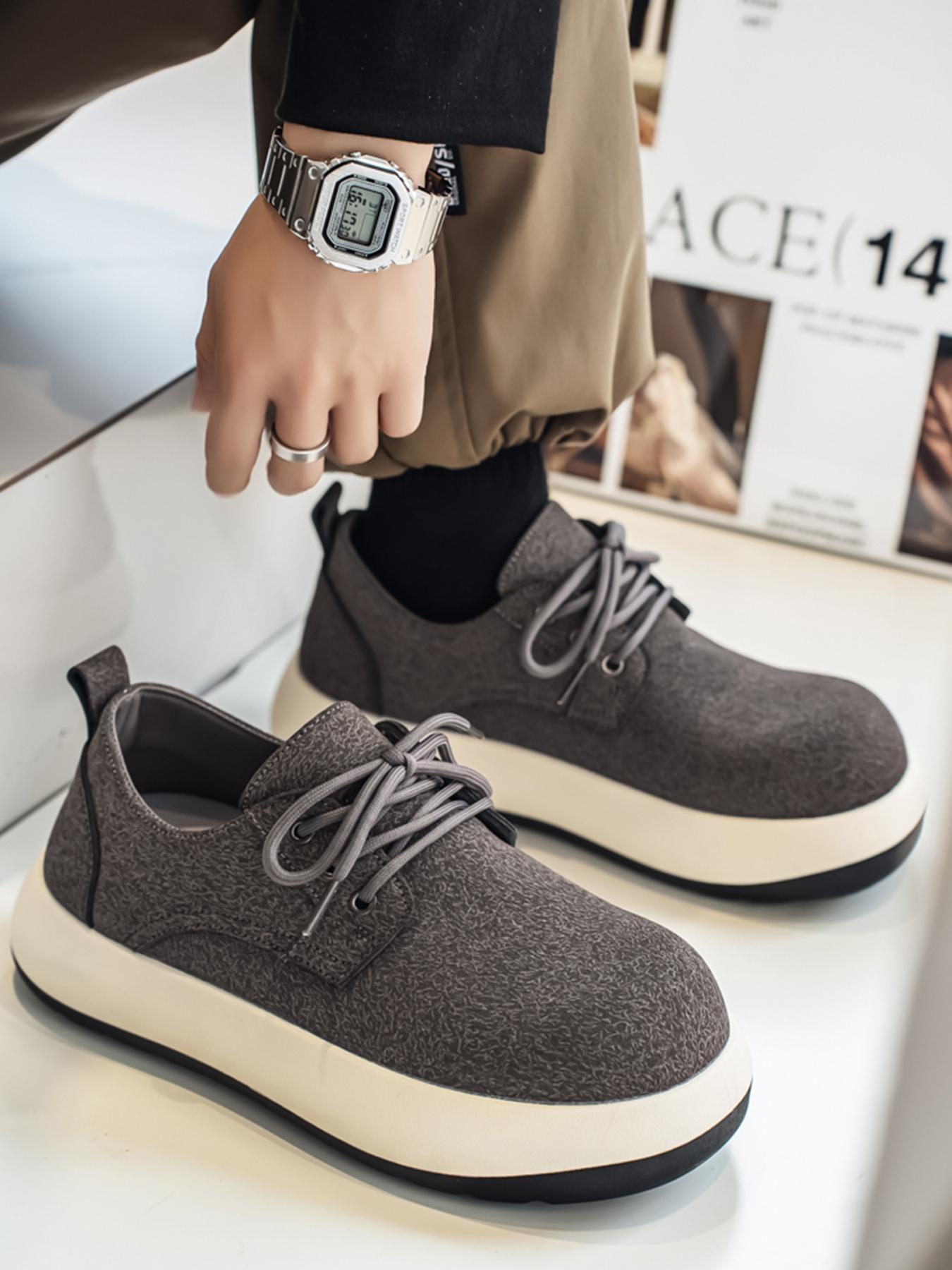 Men's Black-White Ugly Cute Big Head Platform Casual Shoes: Soft Breathable Upper + Height-Increasing Anti-Slip, Daily Outfit Trendy Shoes