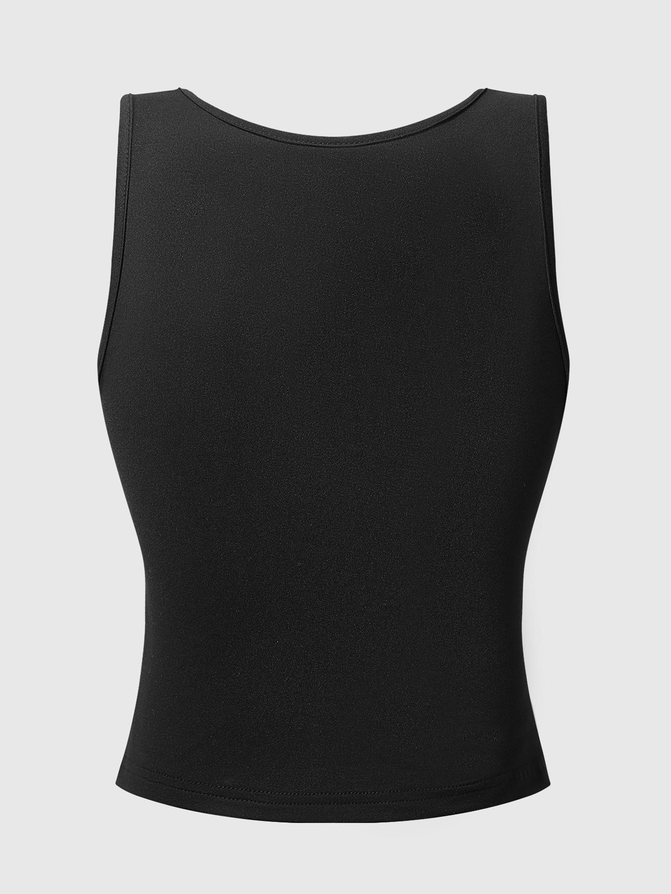 Women's Black Square Neck Fitted Crop Tank Top, Y2K Aesthetic High Stretch Sleeveless Top, Casual Form-Fitting Camisole, Perfect for Daily Wear, Gym, Layering #springsaledeals2026 #summeroutfits #tiktokshopmademebuyit #womensfashion